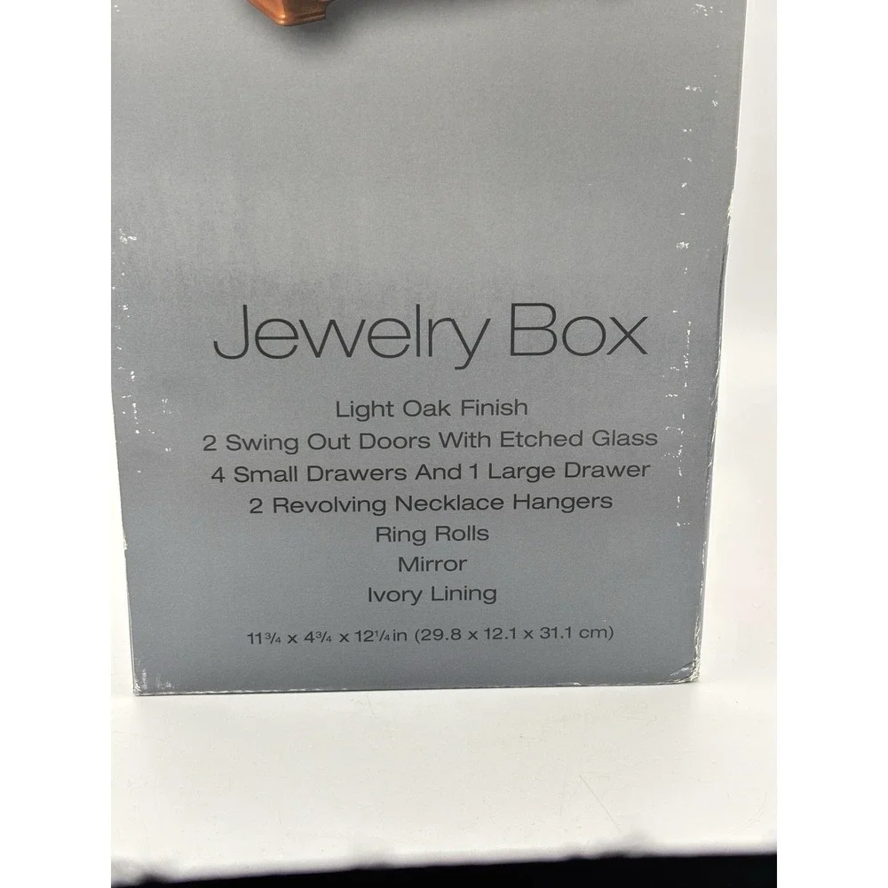 Joyero jewelry armoire features five drawers, two side doors NEW